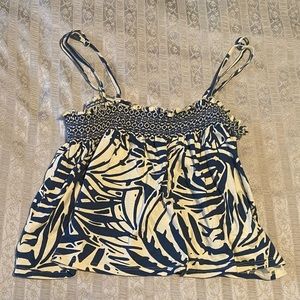 Cropped blue and off white camisole